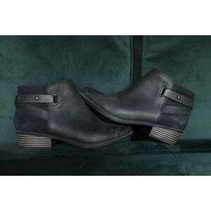 Clarks Addiy Gladys Ankle Boots Women's 6.5 M Side Zip Black Leather